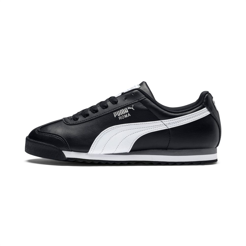 Puma Roma Basic Férfi Sportcipő - Fekete/Fehér/Titán ( Hungary - NDJQP9653 )